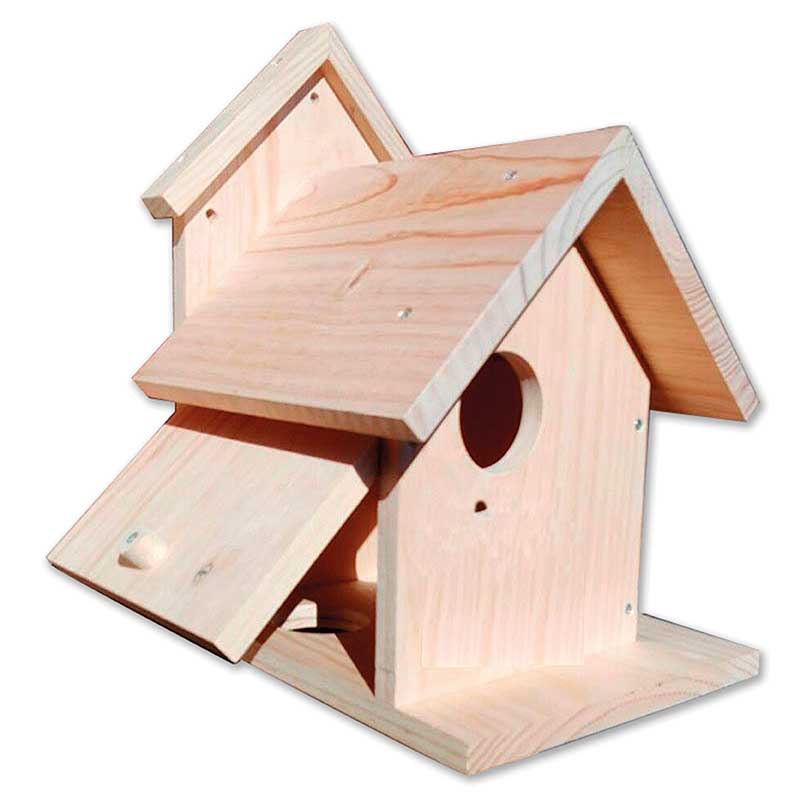 Caja nido madera para ardillas - Garden Birds Distribuciones - Cajas y comederos. para pájaros.